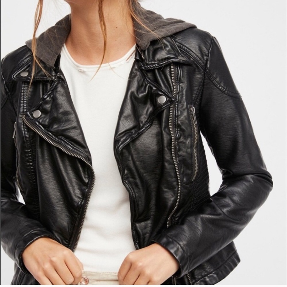 Free People Black Leather Jacket